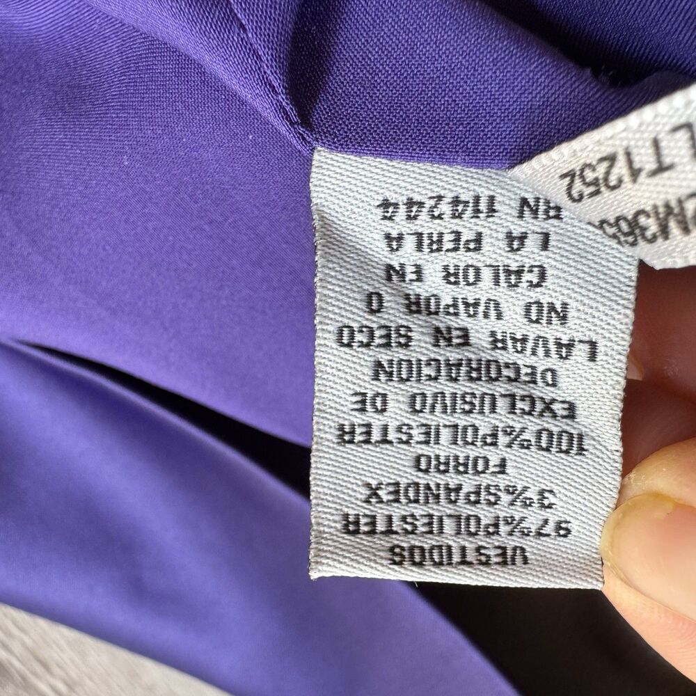 Eliza J Stretch Satin One Shoulder Cocktail Formal Dress Purple Sz 2 Embellish - Picture 13 of 16